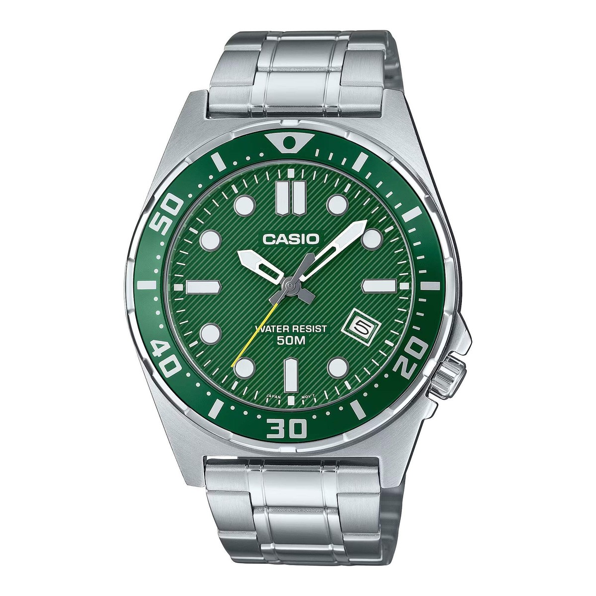 CASIO MTD-135D-3AV GREEN DIAL QUARTZ ANALOG DIVERS WATCH | eBay
