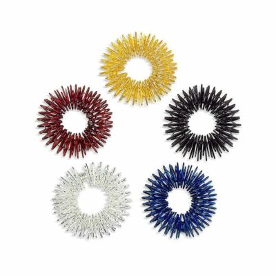 5x Edelstahl Acupressure Massage Fingermassage Ring Akupressur Gesundheit Finger