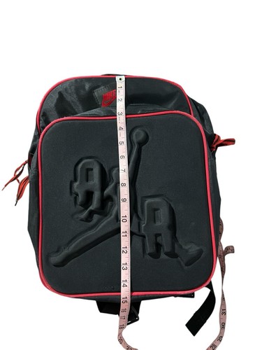 VINTAGE 90s AIR JORDAN BACKPACK PUFF LOGO BLACK RED - Picture 9 of 11