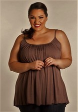 Plus Size Top 1X USA MADE SWAK Pretty Cami Light Brown Rayon Spandex NEW
