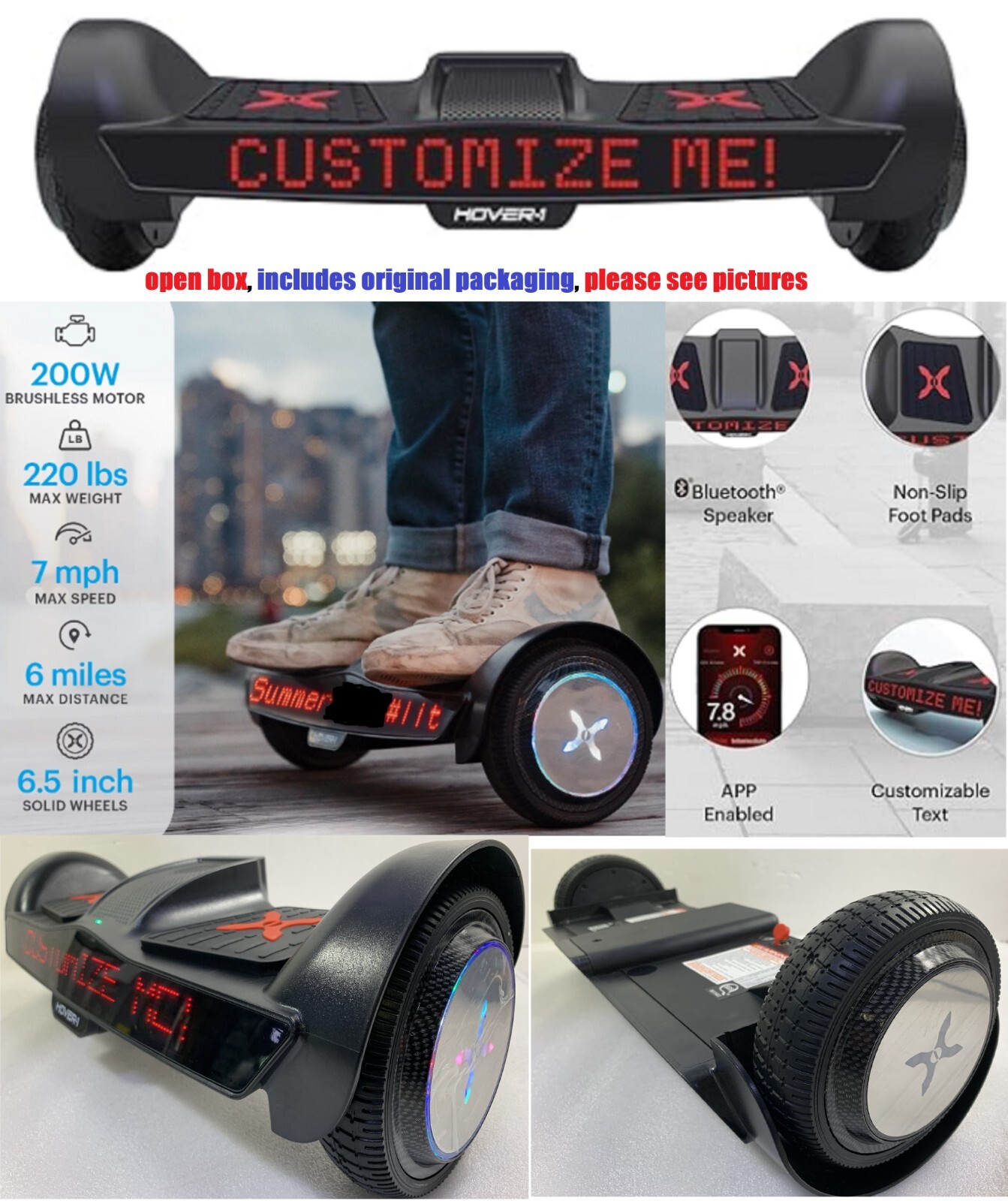 Hover-1 Sypher electric self-balancing customizable screen 🔴Bluetooth