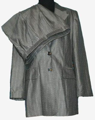 New Escada Size 38-40 EU/8-10 US 3 Piece Suit Set Blazer Skirt Pants Gray Dots