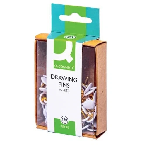 Q-CONNECT 120 Stück Reißbrettstifte weiß Reißzwecken Reißnägel Heftzwecken Pinnwand