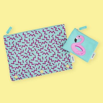 Yoobi Brand ~ 2 Piece Binder Zip Case Set ~ Flamingo Theme