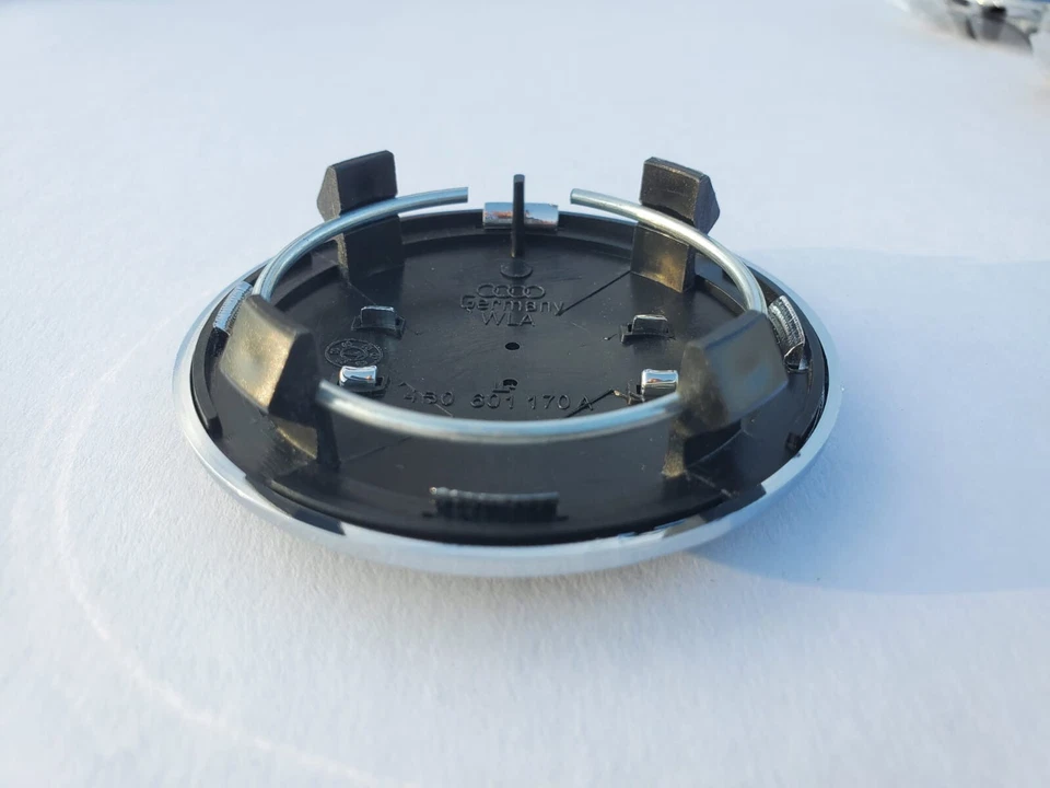 Set(4pcs) Audi 69MM Blac Chrome Wheel Rim Center Hub Caps Replacement 4B0601170A Foto 2 de 4