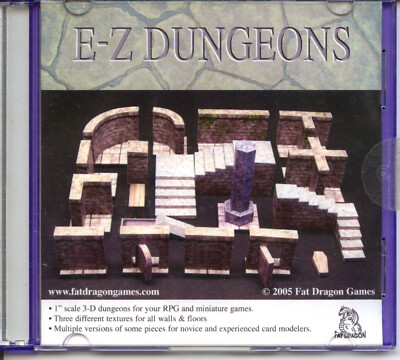 E-Z Dungeons RPG CD Rom MINT Fat Dragon Games 1 Inch 3D Paper Terrain PDF Files