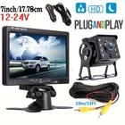 7inch Monitor Backup Camera 12V-24V 8LED IR Rear View Reverse For Pickup Van RV