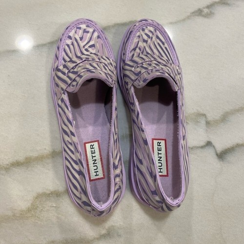 Hunter Penny Loafers size 6 Purple Coral Print Waterproof - Picture 4 of 15