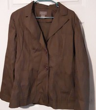 Kenar Womens Brown Long Sleeve Stretch Blazer Jacket 10