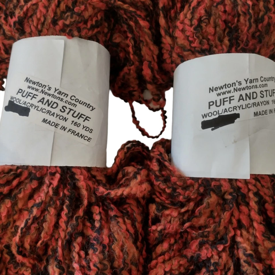 2 madejas de hilo de soplo y cosas Boucle 320 yardas NEWTON FRANCE lana roja acrílico rayón Foto 3 de 4