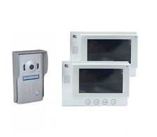 Kit Videocitofono Bifamiliare Doppio Monitor TFT 7" Telecamera Esterna Apriporta