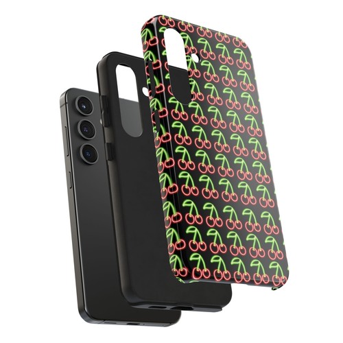 Funda de teléfono de protección resistente elegante con cerezas brillantes de neón para iPhones y Samsung - Imagen 96 de 108