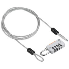 4 Digit Combination Lock 3Ft Security Cable Padlock Steel Lock Chain Gray