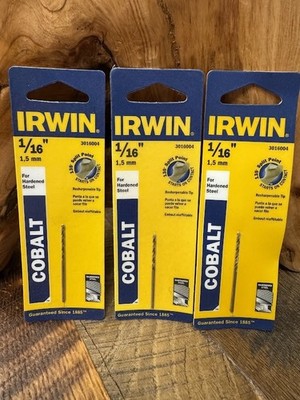 IRWIN 1/16'' Cobalt Drill Bits #3016004 Lot of 3 1.5mm Hardened Steel Split Point