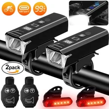 2SET Night Smart Light Sensing Bicycle Night Riding Front Light with Remote/Horn