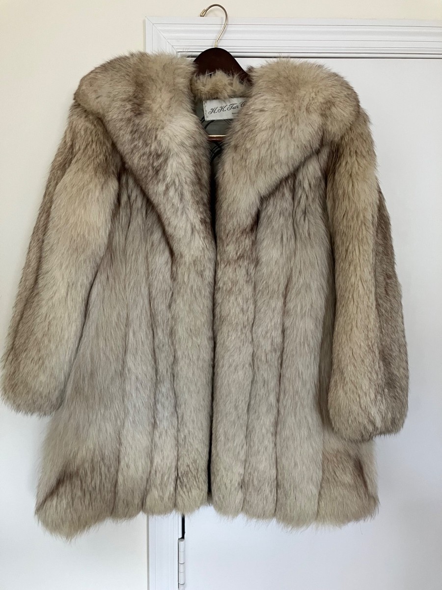 FOX Genuine Silver Fox Fur Fur Coat Vintage Women's M | eBay