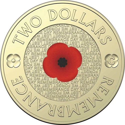2022 $2 C Mintmark Remembrance Day Red Poppy UNC - Picture 2 of 3