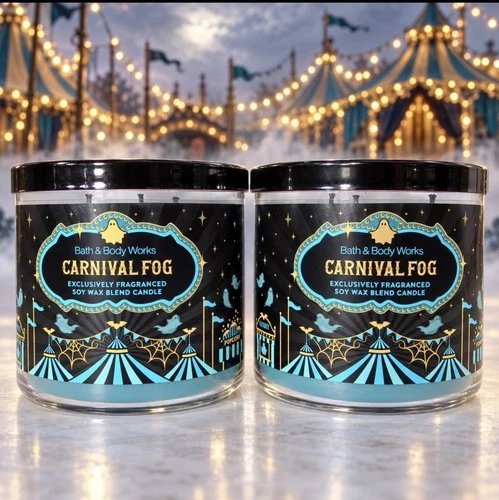 LOT Of 2 Bath & Body Works CARNIVAL FOG  14.5 oz.  Halloween Candles FREE SHIP - product listing photo