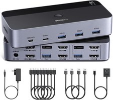UGREEN 2 Monitor 2 Computer KVM Switch 4K 60Hz 4 USB 3.0