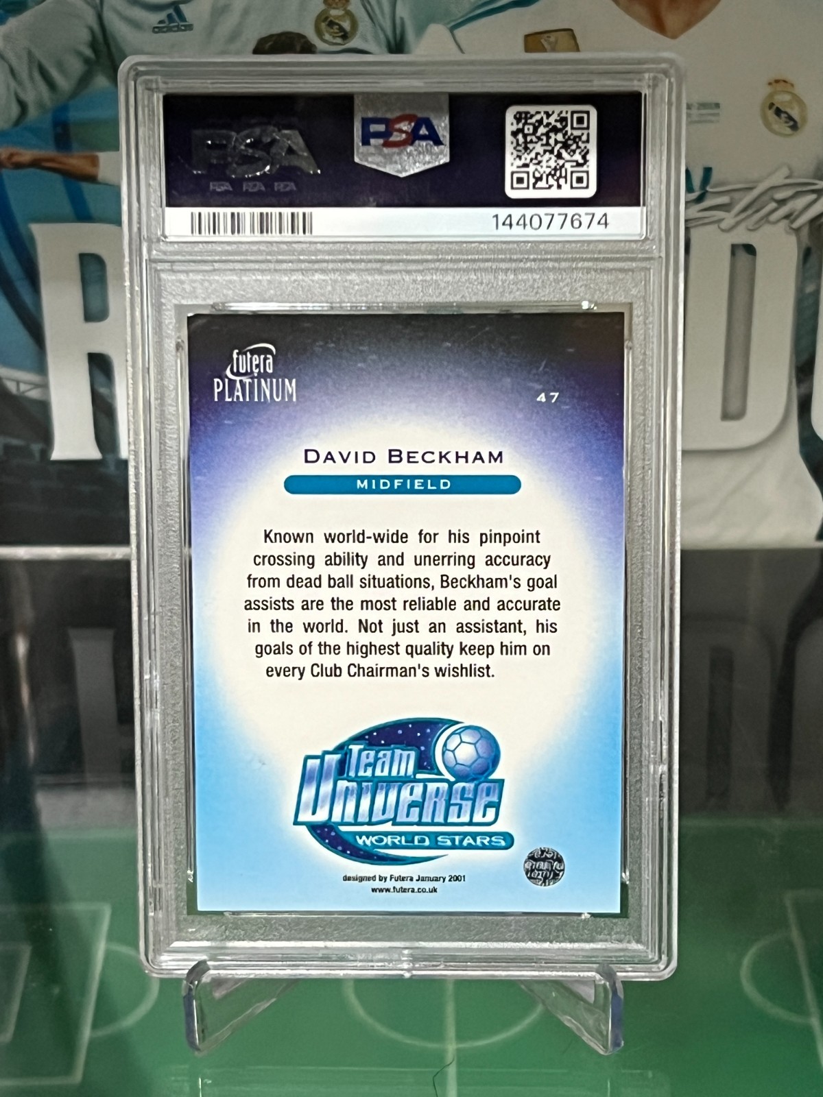 2 PSA David Beckham Card Lot 2001 Topps Premier Gold + 2001 Futera World Stars view 17