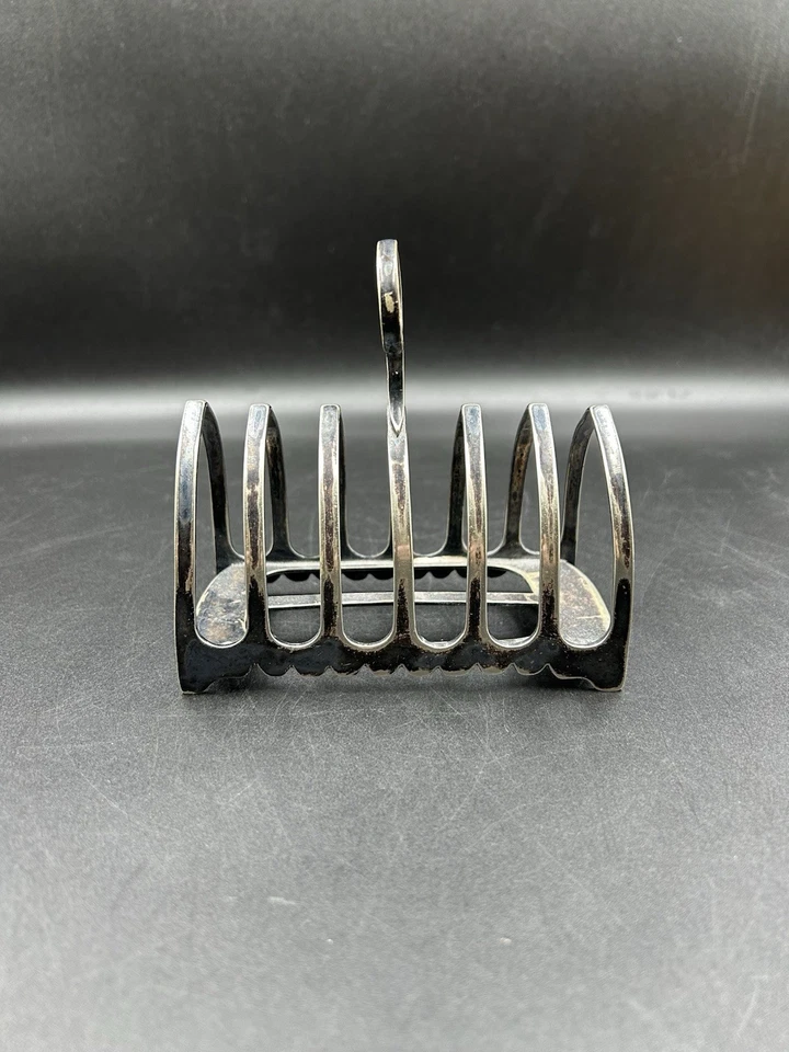 Antique James Dixon & Sons 6 Slot Toaster Rack Silver Plate Gothic Arch England - Image 2 of 4