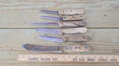 MIXED BRANDS LOT OF 6 VINTAGE  Wood Handle KNIVES
