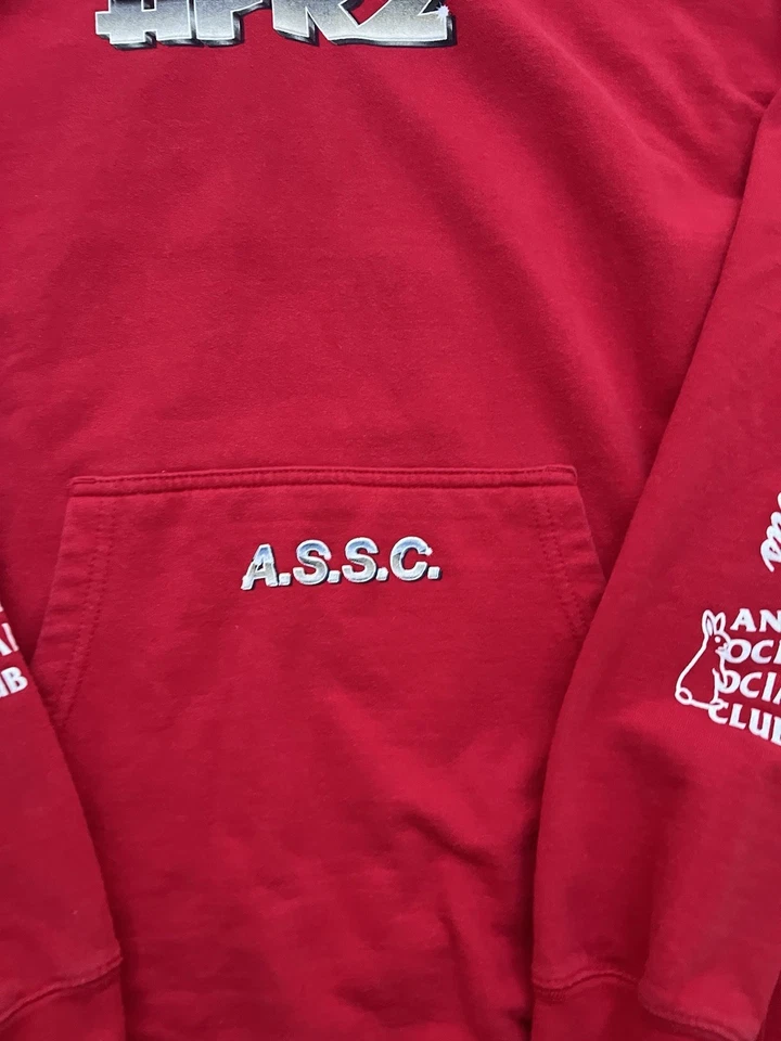 Sudadera con Capucha Anti Social Social Club FR2 x ASSC Magnetismo Raro Grande Rojo Suéter Foto 4 de 4
