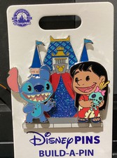 Disney 2025 Lilo with Scrump And Stitch Also Castle Base Build A Pin Set New