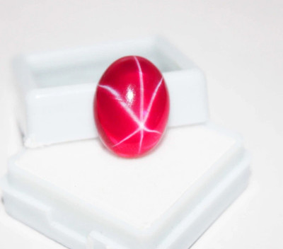 10 Ct Natural Red Star Ruby Cabochon Cut GIE CERTIFIED Loose Gemstone 6 Ray