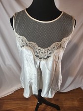 Maidenform Camisole Top Size 34 Ivory Lace Trim Adjustable Lingerie Union