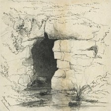 Stream Near Mullinahone County Tipperary Ireland Pen & Ink Drawing 19th Century