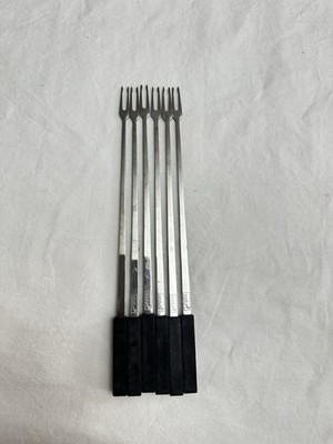 Bodum 6pc Stainless Steel Fondue Forks Dice Numbered Handles MCM Party Serving