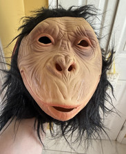 Chimpanzee Monkey Mask Latex Faux Fur Cosplay Halloween Costume
