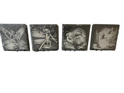 Engraved Slate Coaster Set   Wildlife & Hunting Theme (Set of 4)