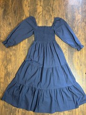 Women’s elloh Midnight Blue Maxi Dress Long Sleeve Tiered Skirt