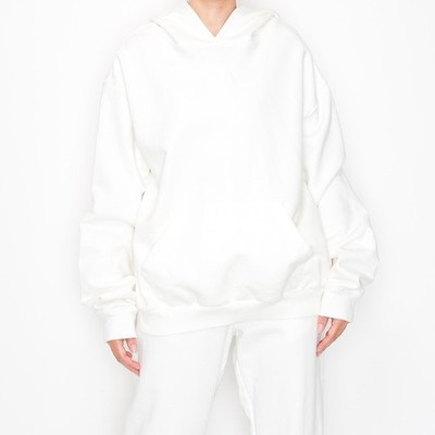 Heavyweight French Terry Hoodie Off White -  Unisex Large Made In Los Angeles