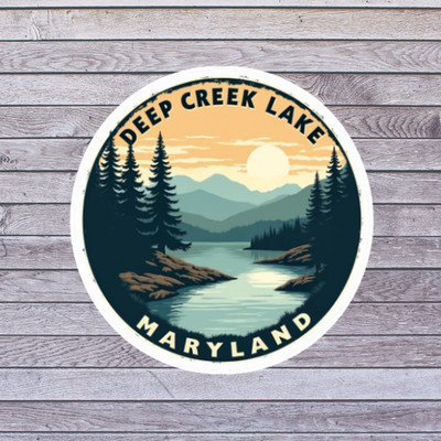 Deep Creek Lake MD Sticker Vinyl Decal Sunset Lake Mountain Forest