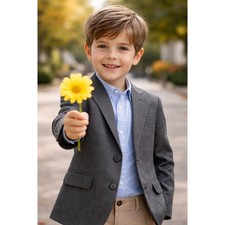 Cat Jack Boys Gray Suit Blazer Jacket Size 7 Formal Dress Coat