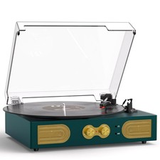 Vinyl Record Player with Built-in Stereo Speakers, Vintage 3-Speed Turntable,...