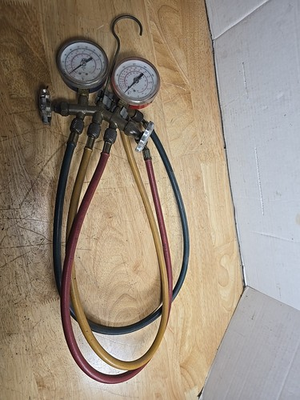 #ad VTG Jamp;B Industries HVAC Manifold Gauge 2 Valve Set with Hoses R 22 R 12 R 502 $37.90