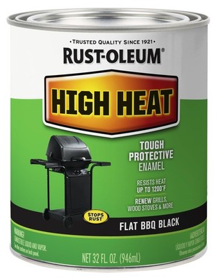 Rust-Oleum 7778502 High Heat Brush Protective Enamel Paint, Quart, Flat BBQ