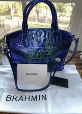 NWOT Brahmin Duxbury Satchel Royalty-Ombre Melbourne-Dust Bag, Registration Card