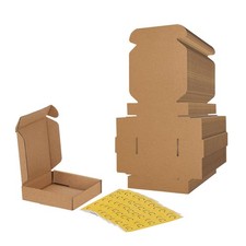 4x4x1 Small Shipping Boxes Set of 50, Brown Corrugated Cardboard Box for Pack...
