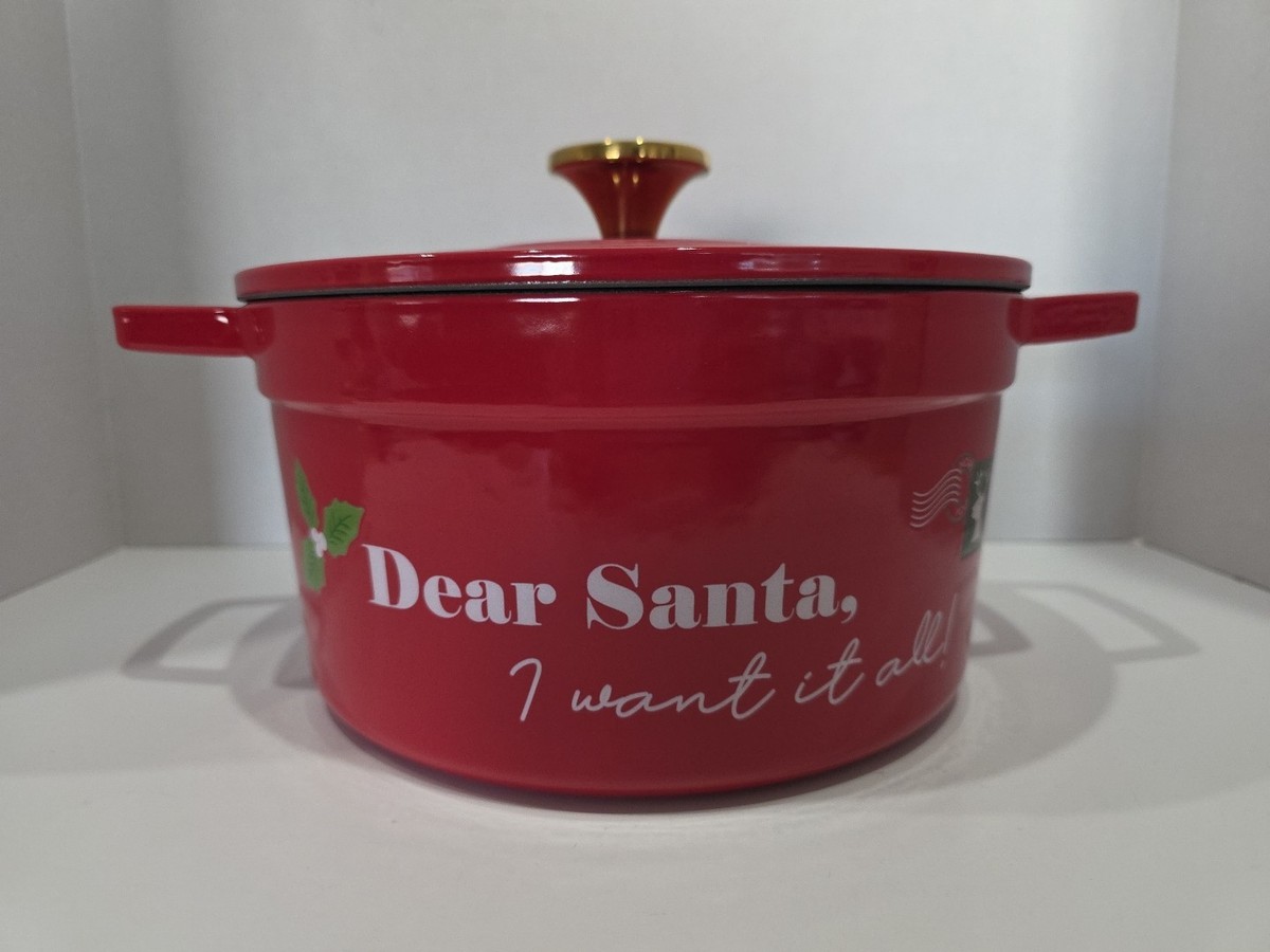 Martha Stewart Dutch Oven Qt Enamel Cast Iron Christmas Dear