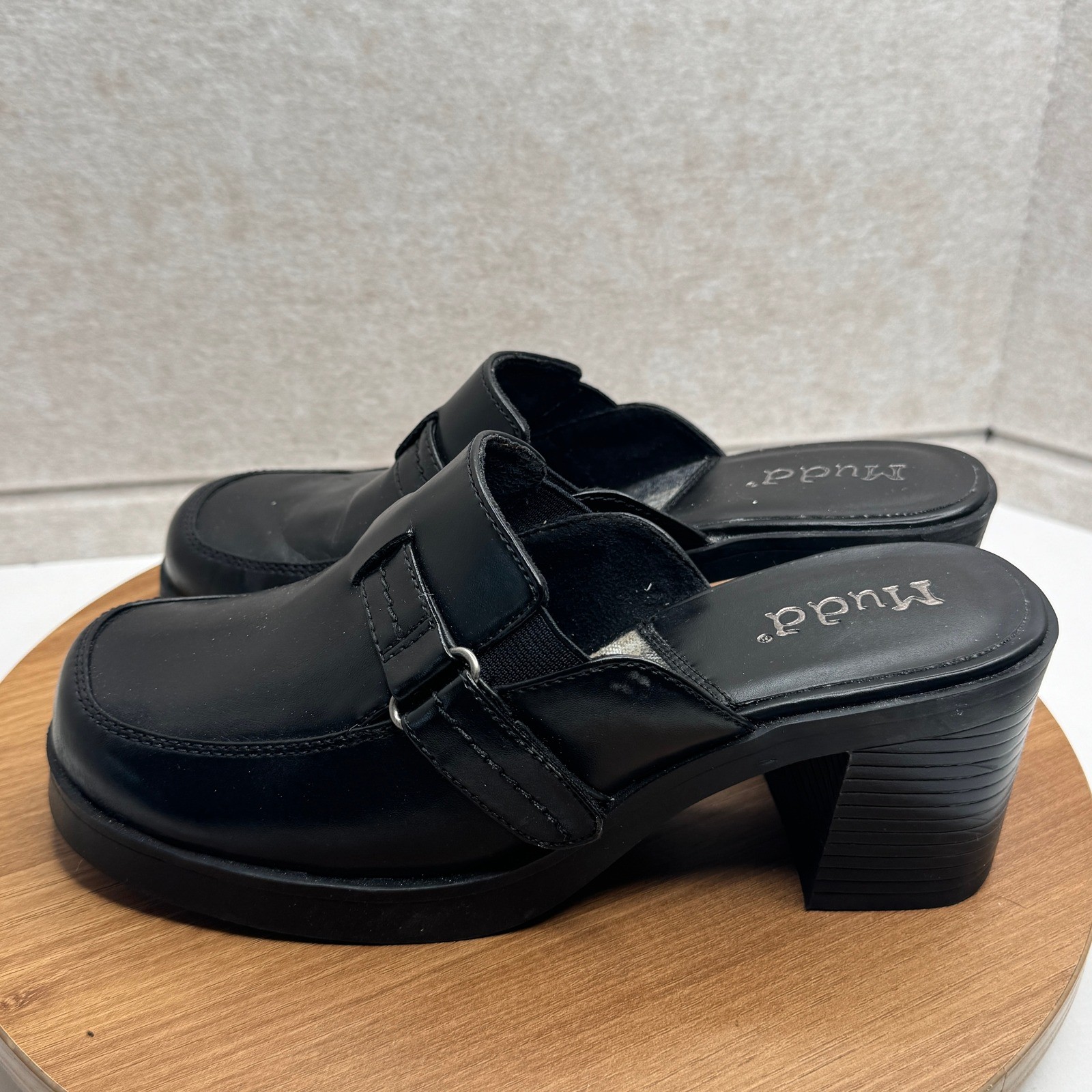 Mudd Affect Black Platform Clogs Heeled Mules Siz… - image 3