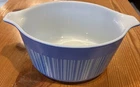 Vintage Pyrex 474-B 1 1/2 QT Blue Stripes Barcode Casserole Dish No Lid Ovenware