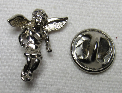 Anioł Cherubin Przypinka stróż srebrna klapa / kapelusz / kamizelka szpilka kolekcjonerska - Zdjęcie 1 z 3
