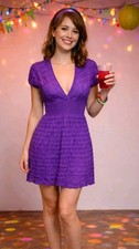 Vtg Missoni Violet Deep V Knit Dress Size Small