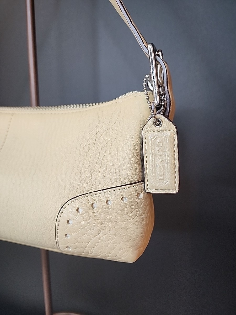 Coach Hamilton Cream Pebbled Leather Baguette Bag Mini Shoulder