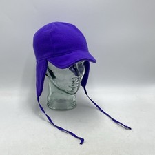 Columbia Small Trapper Hat Ear Flaps Fleece Purple Winter USA Made 90s VTG